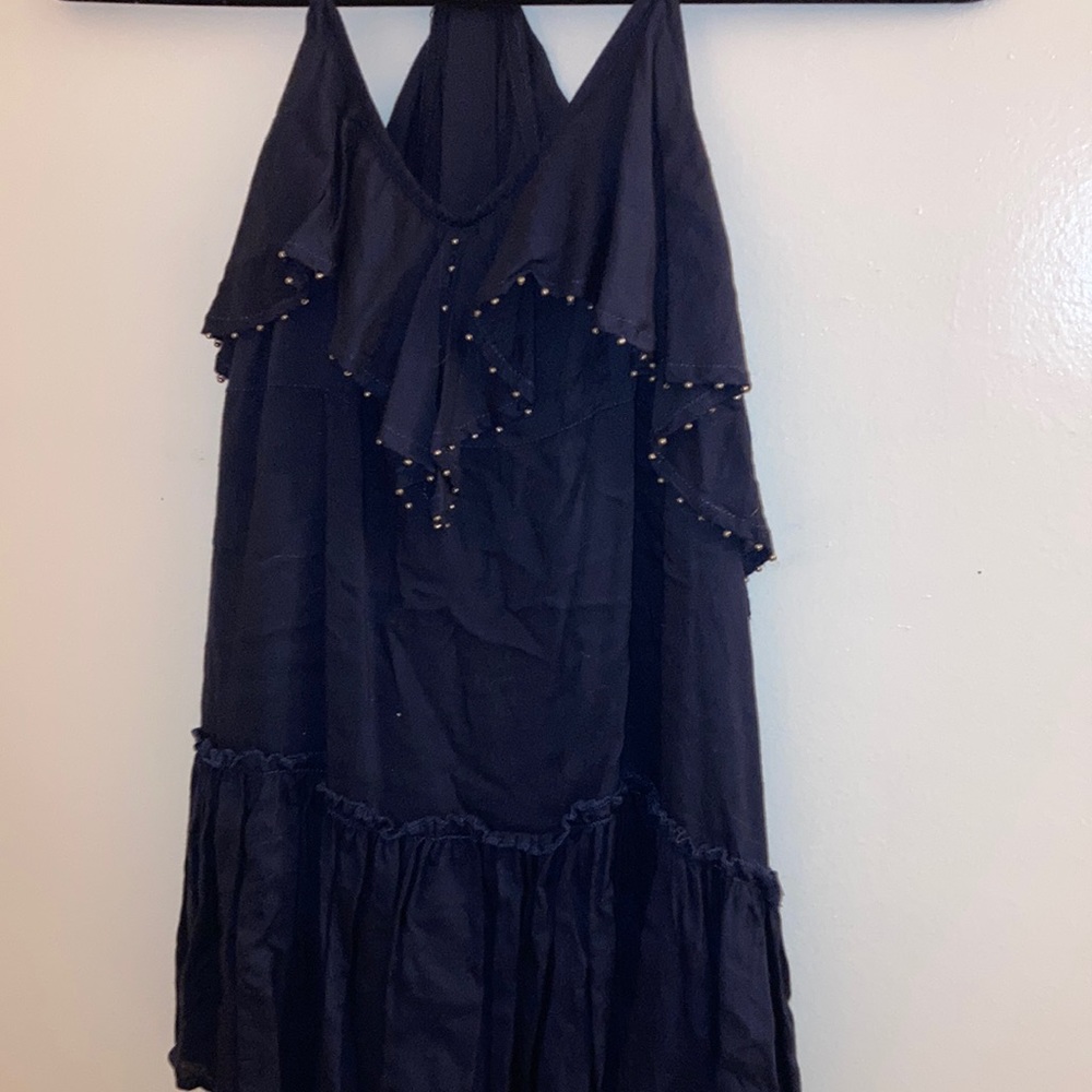 Free people Navy blue beaded blouse